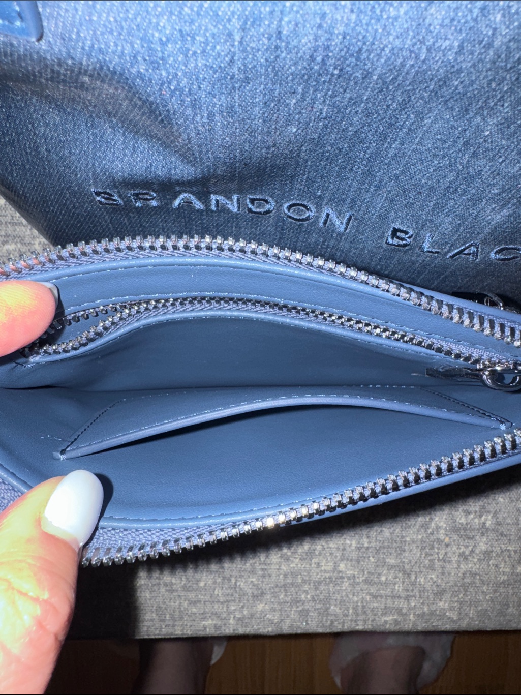 Brandon Blackwood Navy/Denim Canvas Coated Tote With Detachable Zip Pouch — image 4 of 6